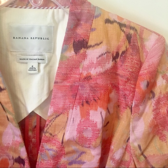 {Banana Republic} Floral Linen Blend Tie Blazer - Picture 5 of 8